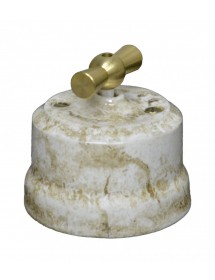 Выключатель поворотный (2-кл) керамический с латунной ручкой KERUDA Verona мрамор